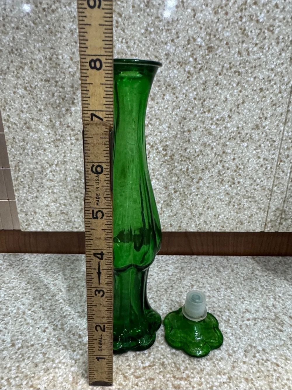 Green Glass Bud Vase with Stopper
